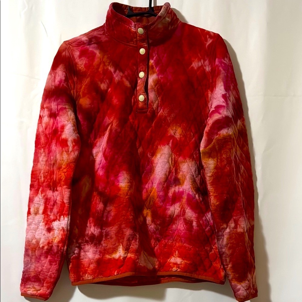 Orvis - Tie Dye by Gail | Red and Pink Outdoor Quilted 1/4 Snap Sweatshirt
